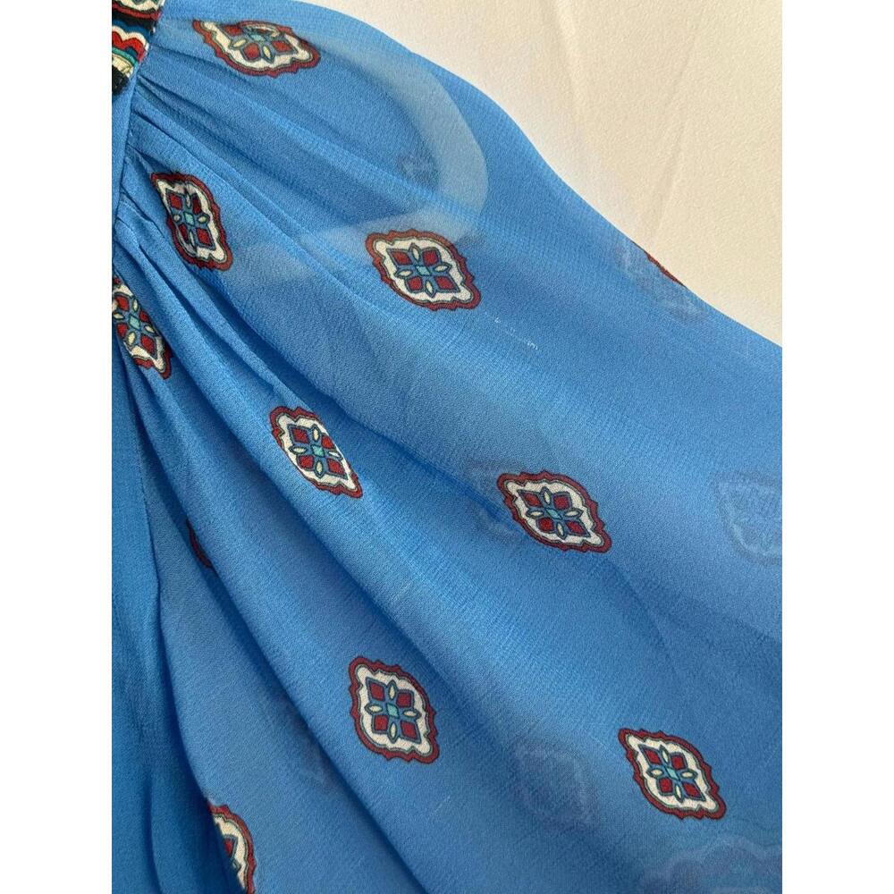 FARM Rio Anika Tiles Blue Maxi Dress Multicolor Size S Fabric Pull - Picture 13 of 14